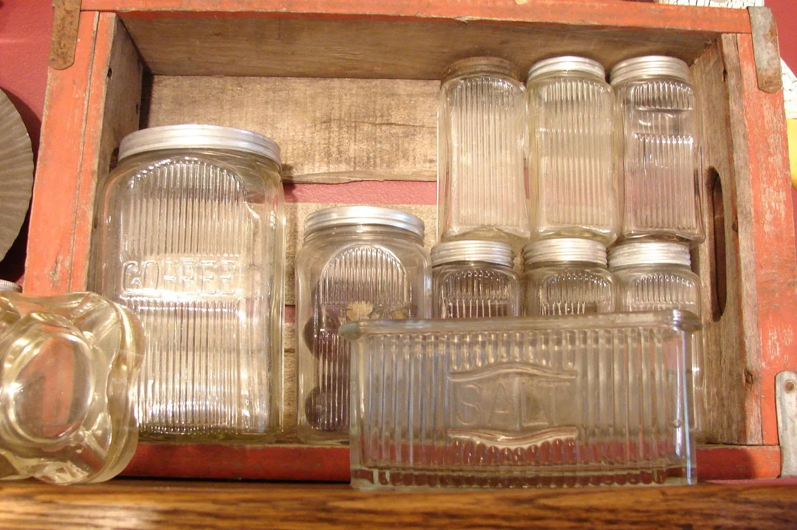 1600px Sneath Glass Company canisters for Hoosier Cabinets