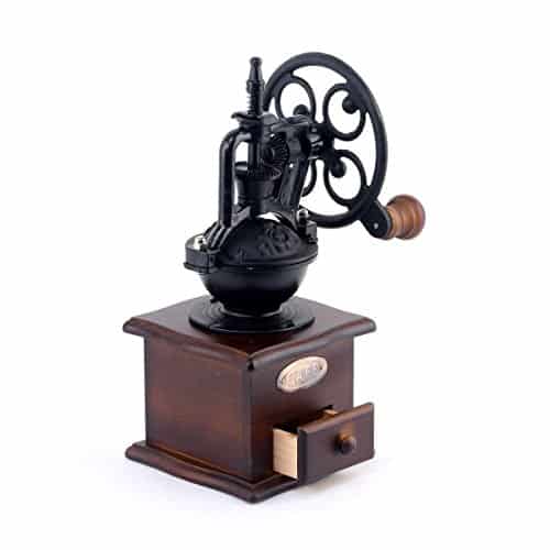 Foruchoice Manual Coffee Grinder Antique Cast Iron Hand Crank Coffee Mill With Grind Settings & Catch Drawer 12.5 x 12.5 x 26 cm