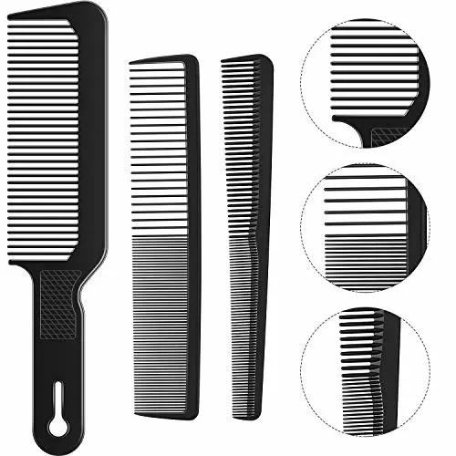 3 Pieces Barberology Comb Set Clipper Flattop Barber Comb Taper Combs and Heat-Resistant Fiber Cutting Comb for Men Women