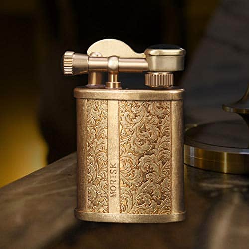 Morisk Vintage Trench Lighter, Cool Pipe Lighter Fluid Refillable with Pure Copper, Reusable Antique Brass Lighters, Unique Birthday Gifts for Him Men Dad Husband for Collection