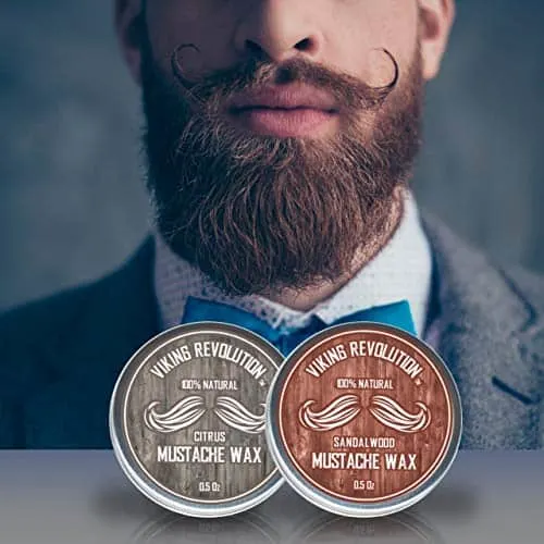 Mustache Wax 2 Pack - Beard & Moustache Wax for Men - Strong Hold Helps Train Tame & Style (Citrus & Sandalwood, 2 pack)