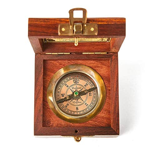 Super7One Handmade Antique Vintage Brass Compass in Rosewood Box | Exquisite Nautical Compass for Home Decor | Pocket Compass Gift for Every Occasion (Vintage Brown)