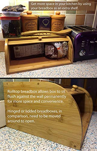 Cookbook People Original Rolltop Bread Box Bamboo Storage Bin