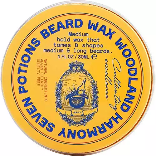 Seven Potions Beard Wax 1 oz. Natural And Organic Beard Styling Wax For Medium Hold. Shape And Nourish Your Beard While Looking Natural. Doesn't Make The Beard Stiff (Woodland Harmony)