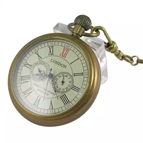 VIGOROSO Men's Vintage Full Copper Hand-Wind Mechanical Second Pocket Watch | Amazon