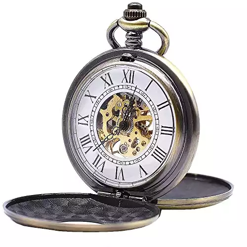 Udaney Antique Bronze Retro Half Hunter Mechanical Pocket Watch | Amazon